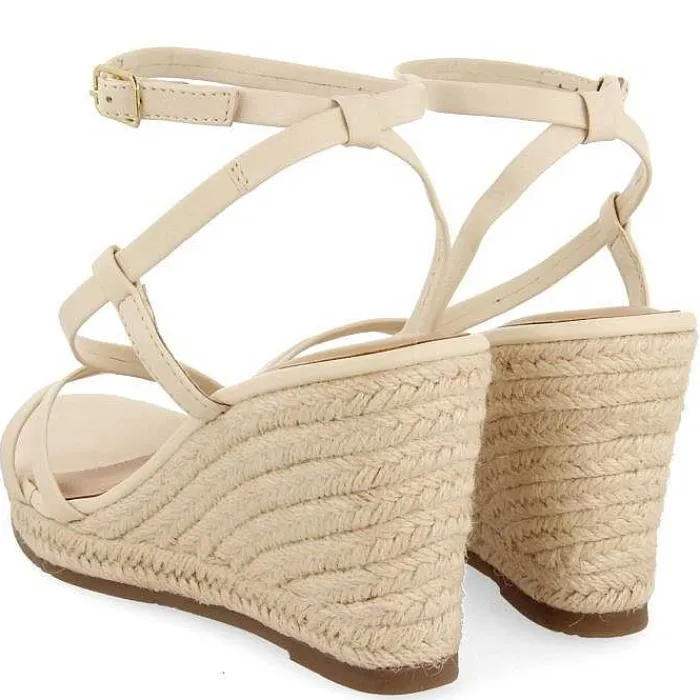 Gioseppo Sandalias Cuña<Sandalias De Piel Con Tirantes Y Cuña Alta De Yute Blanco Rojo Para Mujer Orikum