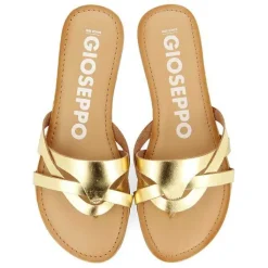 Gioseppo Sandalias Planas<Sandalias De Piel Con Tiras Dorada Para Mujer Cayuse