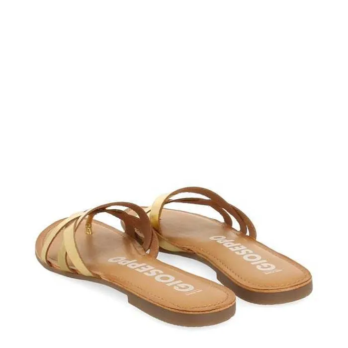 Gioseppo Sandalias Planas<Sandalias De Piel Con Tiras Dorada Para Mujer Cayuse