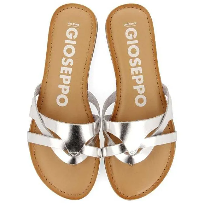 Gioseppo Sandalias Planas<Sandalias De Piel Con Tiras Plata Para Mujer Cayuse
