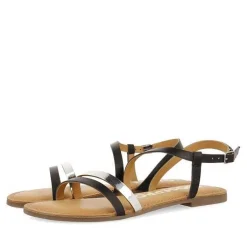 Gioseppo Sandalias Planas<Sandalias De Piel Con Tiras Negras Y Metalicas Para Mujer Bargeme