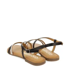 Gioseppo Sandalias Planas<Sandalias De Piel Con Tiras Negras Y Metalicas Para Mujer Bargeme