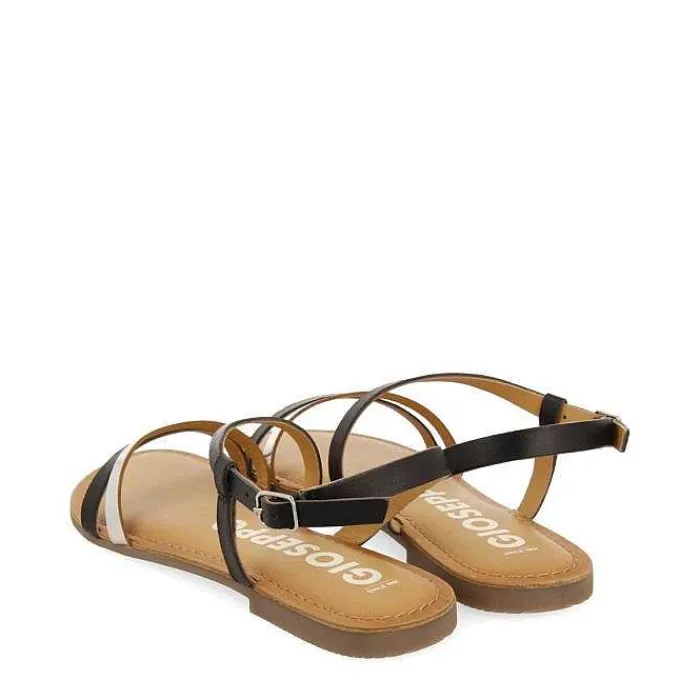 Gioseppo Sandalias Planas<Sandalias De Piel Con Tiras Negras Y Metalicas Para Mujer Bargeme