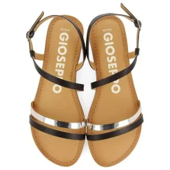 Gioseppo Sandalias Planas<Sandalias De Piel Con Tiras Negras Y Metalicas Para Mujer Bargeme