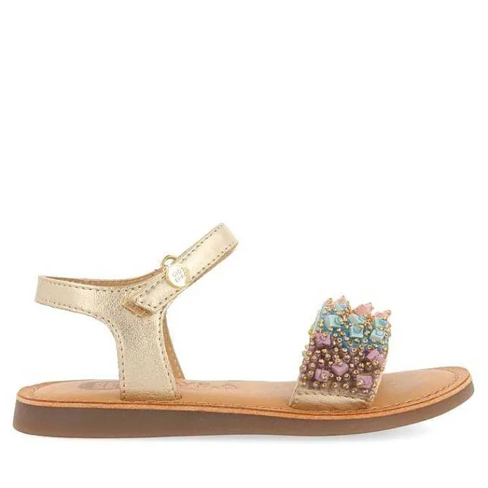 Gioseppo Niñas |Sandalias<Sandalias De Piel Dorada Con Adornos De Cuentas Multicolor Para Nina Y Nino Blesle