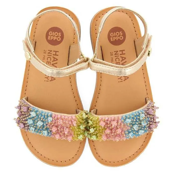 Gioseppo Niñas |Sandalias<Sandalias De Piel Dorada Con Adornos De Cuentas Multicolor Para Nina Y Nino Blesle