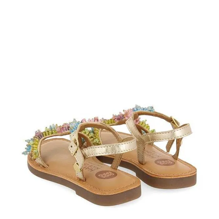 Gioseppo Niñas |Sandalias<Sandalias De Piel Dorada Con Adornos De Cuentas Multicolor Para Nina Y Nino Tice