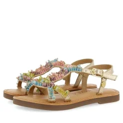 Gioseppo Niñas |Sandalias<Sandalias De Piel Dorada Con Adornos De Cuentas Multicolor Para Nina Y Nino Tice