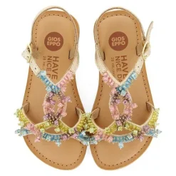 Gioseppo Niñas |Sandalias<Sandalias De Piel Dorada Con Adornos De Cuentas Multicolor Para Nina Y Nino Tice
