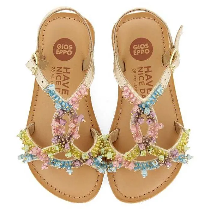 Gioseppo Niñas |Sandalias<Sandalias De Piel Dorada Con Adornos De Cuentas Multicolor Para Nina Y Nino Tice