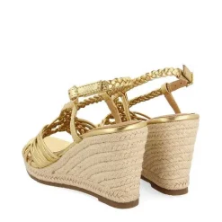 Gioseppo Sandalias Cuña<Sandalias De Piel Dorada Con Tiras Y Cuña Alta De Yute Para Mujer Glide