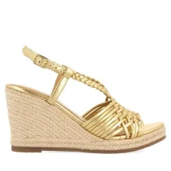Gioseppo Sandalias Cuña<Sandalias De Piel Dorada Con Tiras Y Cuña Alta De Yute Para Mujer Glide
