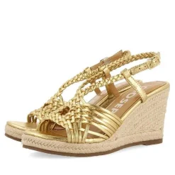 Gioseppo Sandalias Cuña<Sandalias De Piel Dorada Con Tiras Y Cuña Alta De Yute Para Mujer Glide