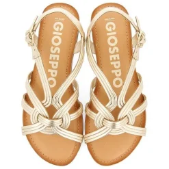 Gioseppo Sandalias Planas<Sandalias De Piel Dorada Con Tirantes Cruzados Para Mujer Golaj