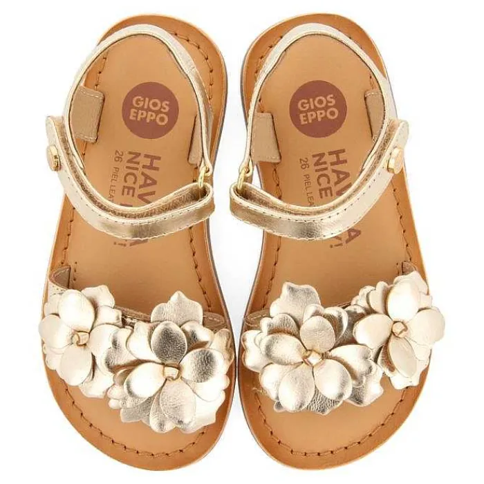 Gioseppo Niñas |Sandalias<Sandalias De Piel Dorada Con Adornos De Flores Para Nina Y Nino Shegan