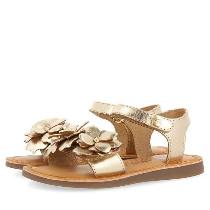 Gioseppo Niñas |Sandalias<Sandalias De Piel Dorada Con Adornos De Flores Para Nina Y Nino Shegan