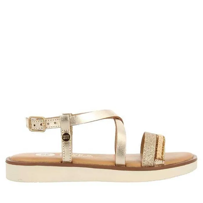 Gioseppo Niñas |Sandalias<Sandalias De Piel Dorada Con Trenzados, Brillos Y Accesos Metalicos Para Nina Y Nino Merrill