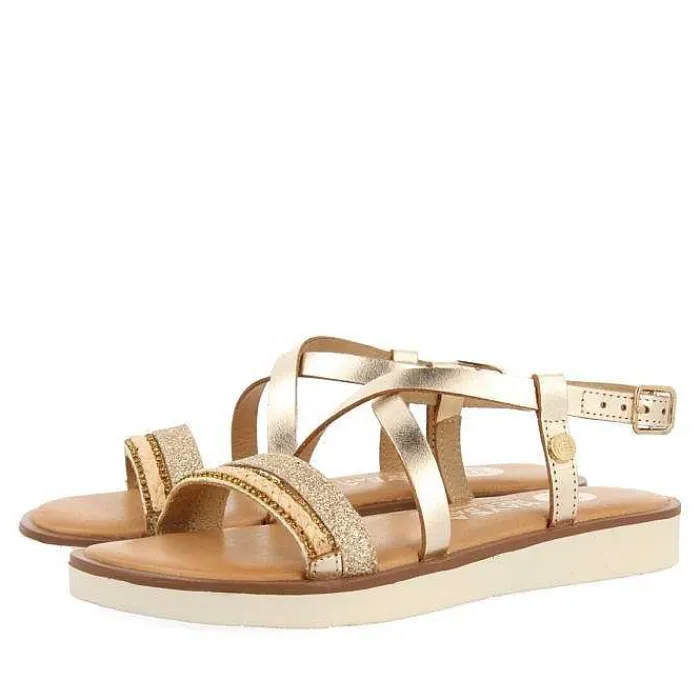 Gioseppo Niñas |Sandalias<Sandalias De Piel Dorada Con Trenzados, Brillos Y Accesos Metalicos Para Nina Y Nino Merrill