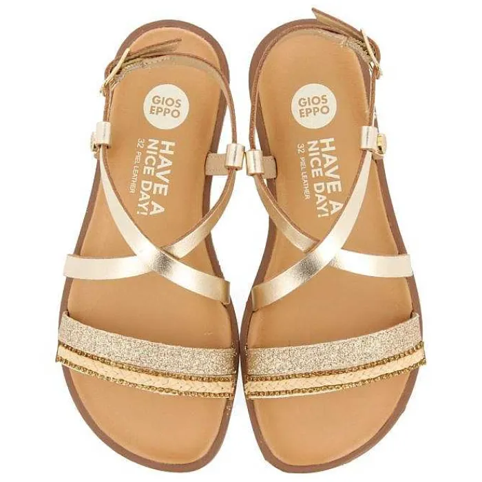 Gioseppo Niñas |Sandalias<Sandalias De Piel Dorada Con Trenzados, Brillos Y Accesos Metalicos Para Nina Y Nino Merrill