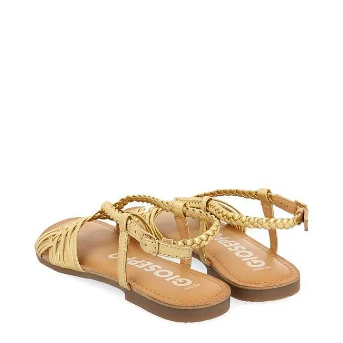 Gioseppo Sandalias Planas<Sandalias De Piel Dorada Con Tirantes Cruzados Para Mujer Aidone