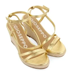 Gioseppo Sandalias Cuña<Sandalias De Piel Dorada Con Tiras Y Cuña Alta De Yute Para Mujer Orikum