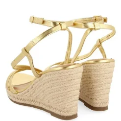 Gioseppo Sandalias Cuña<Sandalias De Piel Dorada Con Tiras Y Cuña Alta De Yute Para Mujer Orikum