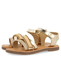 Gioseppo Niñas |Sandalias<Sandalias De Piel Dorada Con Trenzado De Rafia, Brillos Y Accesos Metalicos Para Nina Y Nino Siletz