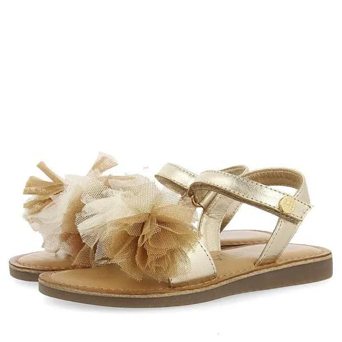 Gioseppo Niñas |Sandalias<Sandalias De Piel Dorada Con Adornos De Tul Multicolor Para Nina Y Nino Bicaj