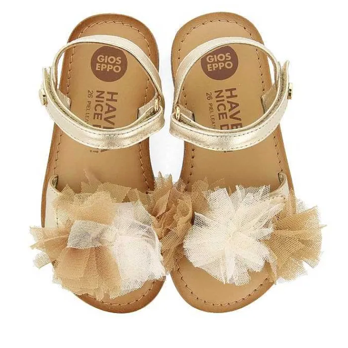 Gioseppo Niñas |Sandalias<Sandalias De Piel Dorada Con Adornos De Tul Multicolor Para Nina Y Nino Bicaj