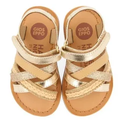 Gioseppo Bebe |Sandalias Bebe Nina<Sandalias De Piel Dorada Con Bordados En Rafia, Brillos Y Accesos Metalicos Para Bebe Ilok