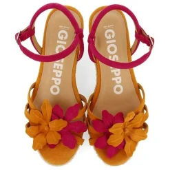 Gioseppo Sandalias Cuña<Sandalias De Piel En Color Fucsia Y Naranja Con Adorno De Flores Y Cuña De Yute Para Mujer Samsula