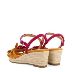 Gioseppo Sandalias Cuña<Sandalias De Piel En Color Fucsia Y Naranja Con Adorno De Flores Y Cuña De Yute Para Mujer Samsula
