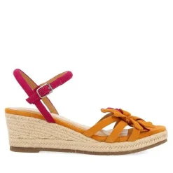 Gioseppo Sandalias Cuña<Sandalias De Piel En Color Fucsia Y Naranja Con Adorno De Flores Y Cuña De Yute Para Mujer Samsula