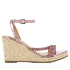 Gioseppo Sandalias Cuña<Sandalias De Piel Fucsia Con Tirantes Con Joyeria Y Cuña Alta De Yute Para Mujer Menfi