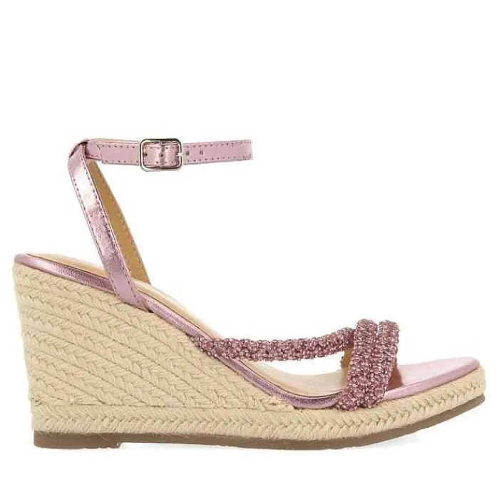 Gioseppo Sandalias Cuña<Sandalias De Piel Fucsia Con Tirantes Con Joyeria Y Cuña Alta De Yute Para Mujer Menfi