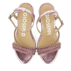 Gioseppo Sandalias Cuña<Sandalias De Piel Fucsia Con Tirantes Con Joyeria Y Cuña Alta De Yute Para Mujer Menfi