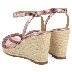 Gioseppo Sandalias Cuña<Sandalias De Piel Fucsia Con Tirantes Con Joyeria Y Cuña Alta De Yute Para Mujer Menfi