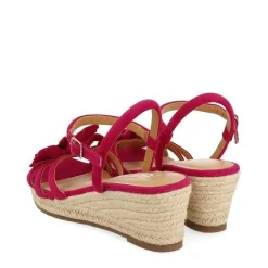 Gioseppo Sandalias Cuña<Sandalias De Piel Fucsia Con Adornos De Flores Y Cuña De Yute Para Mujer Samsula