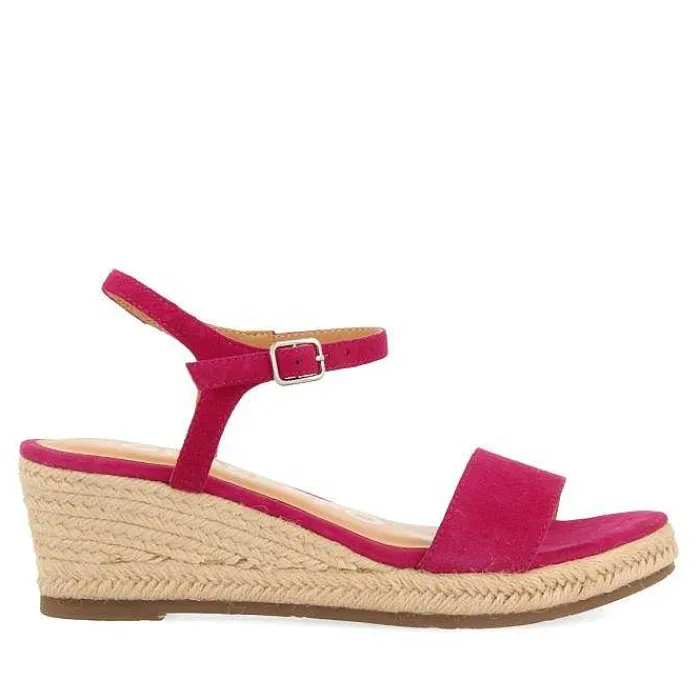 Gioseppo Sandalias Cuña<Sandalias De Piel Fucsia Con Cuña De Yute Para Mujer Xarre
