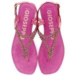Gioseppo Sandalias Planas<Sandalias De Piel Fucsia Con Adornos Para Mujer Poussan