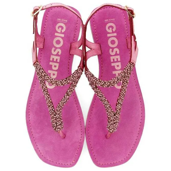 Gioseppo Sandalias Planas<Sandalias De Piel Fucsia Con Adornos Para Mujer Poussan