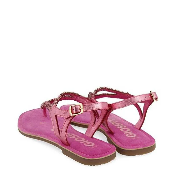 Gioseppo Sandalias Planas<Sandalias De Piel Fucsia Con Adornos Para Mujer Poussan