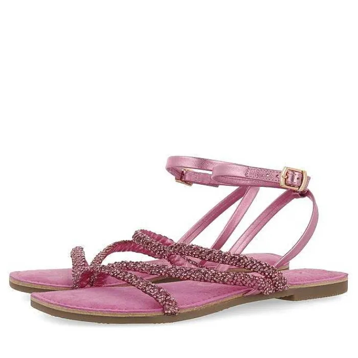 Gioseppo Sandalias Planas<Sandalias De Piel Fucsia Con Adornos Para Mujer Sorlingas