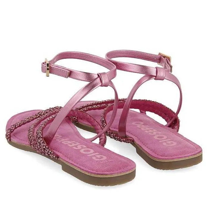 Gioseppo Sandalias Planas<Sandalias De Piel Fucsia Con Adornos Para Mujer Sorlingas
