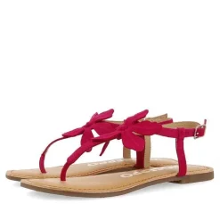 Gioseppo Sandalias Planas<Sandalias De Piel Fucsia Con Adornos De Flores Para Mujer Velcan