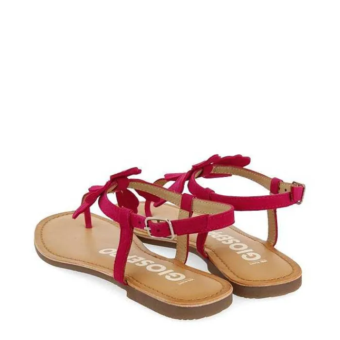 Gioseppo Sandalias Planas<Sandalias De Piel Fucsia Con Adornos De Flores Para Mujer Velcan