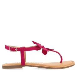 Gioseppo Sandalias Planas<Sandalias De Piel Fucsia Con Adornos De Flores Para Mujer Velcan