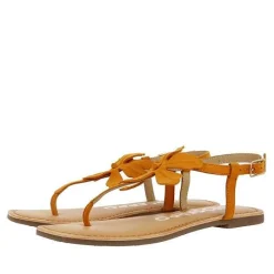 Gioseppo Sandalias Planas<Sandalias De Piel Naranja Con Adorno De Flores Para Mujer Velcan