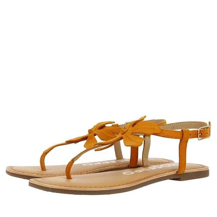 Gioseppo Sandalias Planas<Sandalias De Piel Naranja Con Adorno De Flores Para Mujer Velcan
