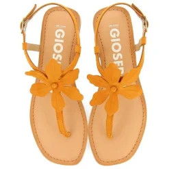 Gioseppo Sandalias Planas<Sandalias De Piel Naranja Con Adorno De Flores Para Mujer Velcan